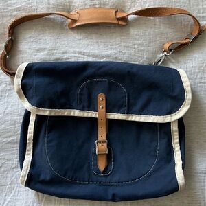 J.Crew Messenger Bag - Navy - Cotton - Leather Strap